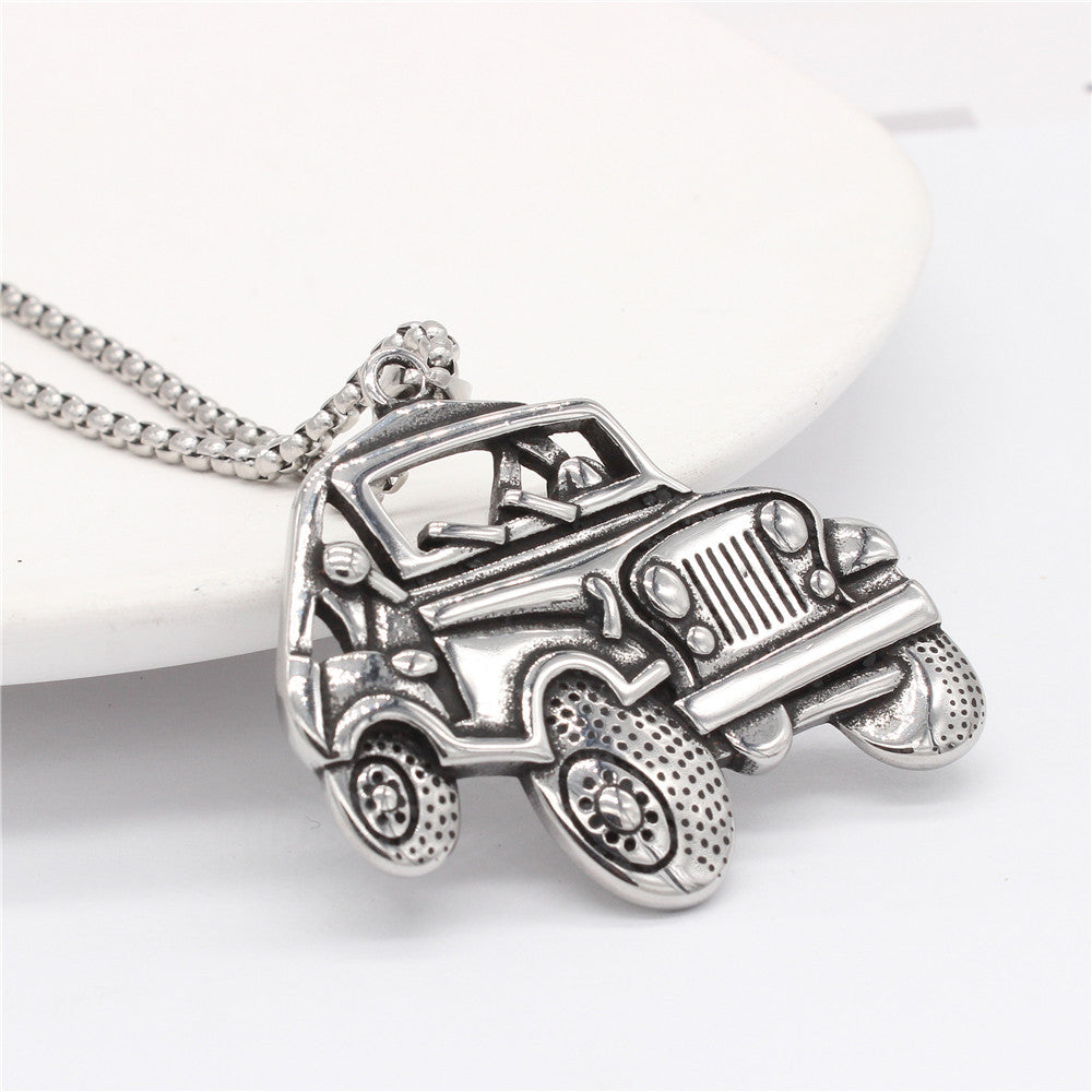 Planderful Titanium Steel Pendant Unisex Retro Off Road Vehicle Personalized Jewelry For Men And Women