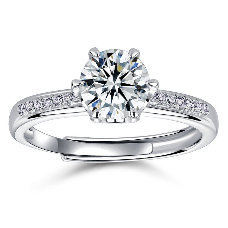 Planderful Classic Moissanite Sterling Silver Ring – 6.5 × 6.5 mm, 1 ct – Style 2
