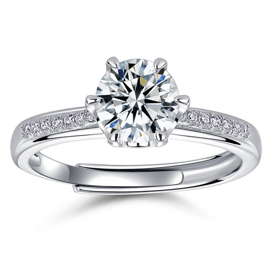 Planderful Classic Moissanite Sterling Silver Ring – 6.5 × 6.5 mm, 1 ct – Style 2