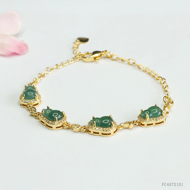 Blue Water Jadeite Gourd 9*6 mm Bracelet