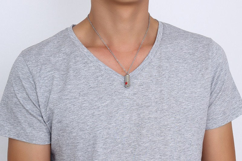 Stainless Steel Medical Logo Pill Pendant Openable Urn Necklace