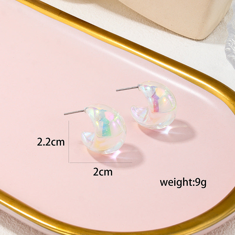 Cute Retro Vienna Verve C Ring Stud Earrings with Sweet Small Fresh Design