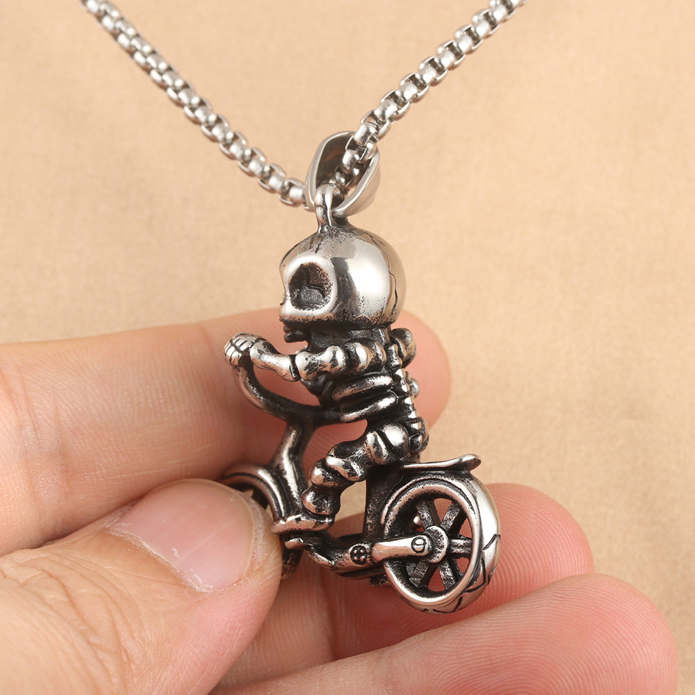European And American Stainless Steel Skull Bicycle Pendant