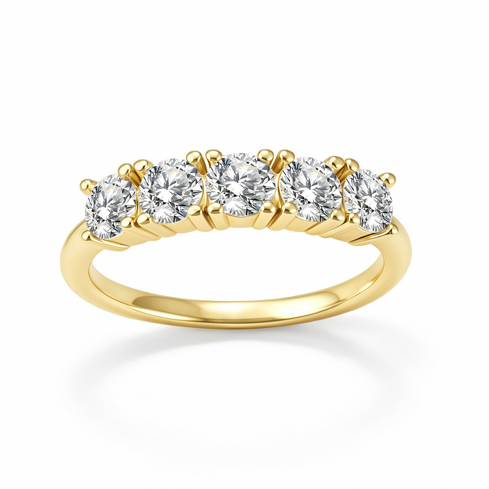 S925 Sterling Silver Single Row Five Zircon Ring Stacked Ring Index Finger