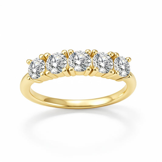 S925 Sterling Silver Single Row Five Zircon Ring Stacked Ring Index Finger