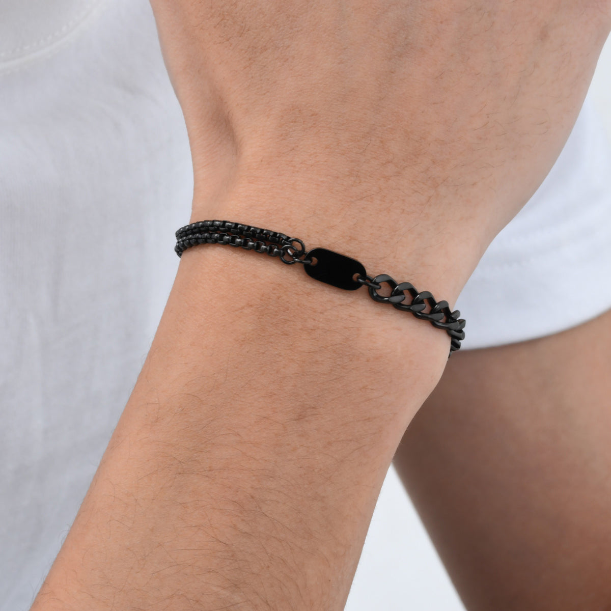 Black Stainless Steel Bracelet for Men