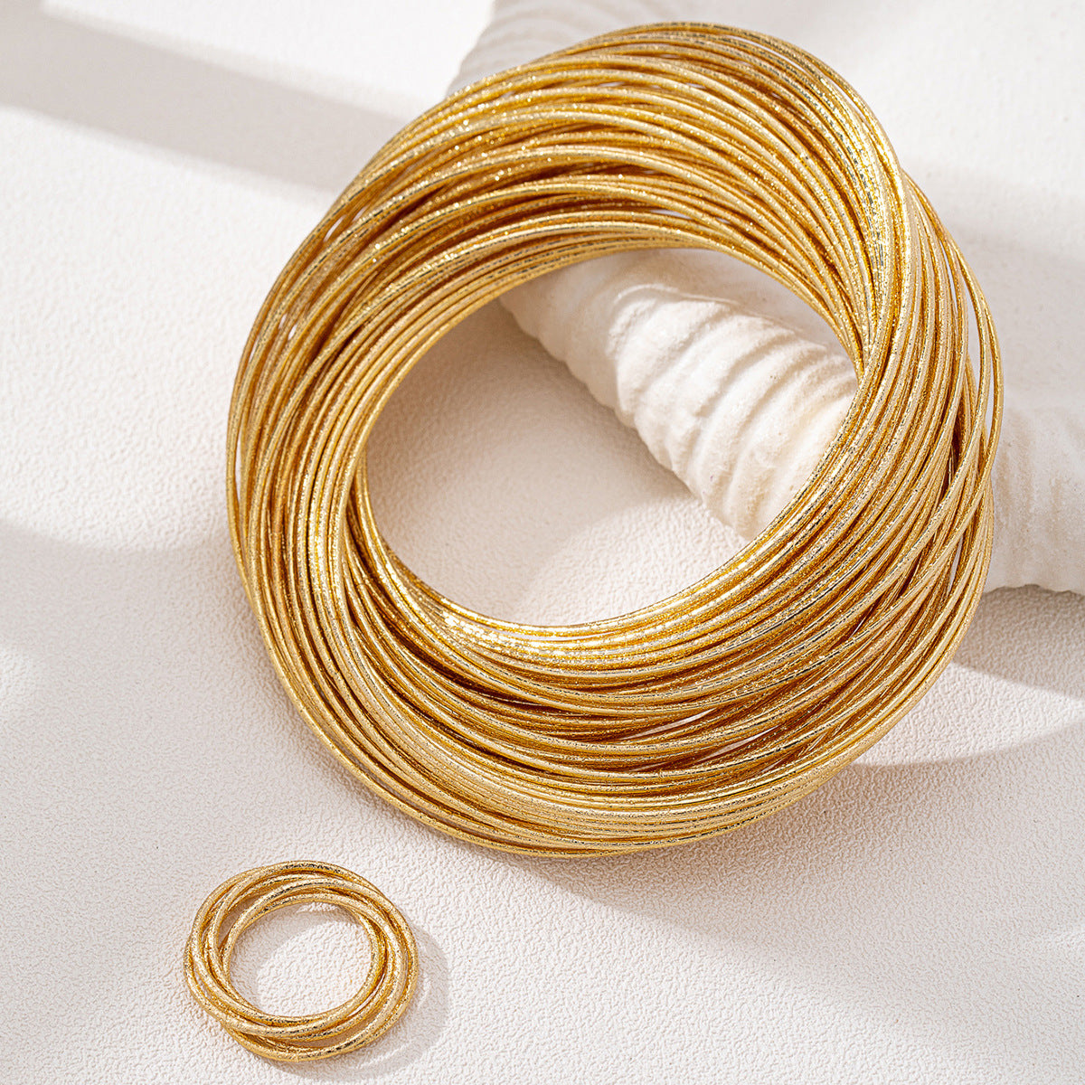 Fashionable Matte Gold Wrapped Ring Bracelet for Women