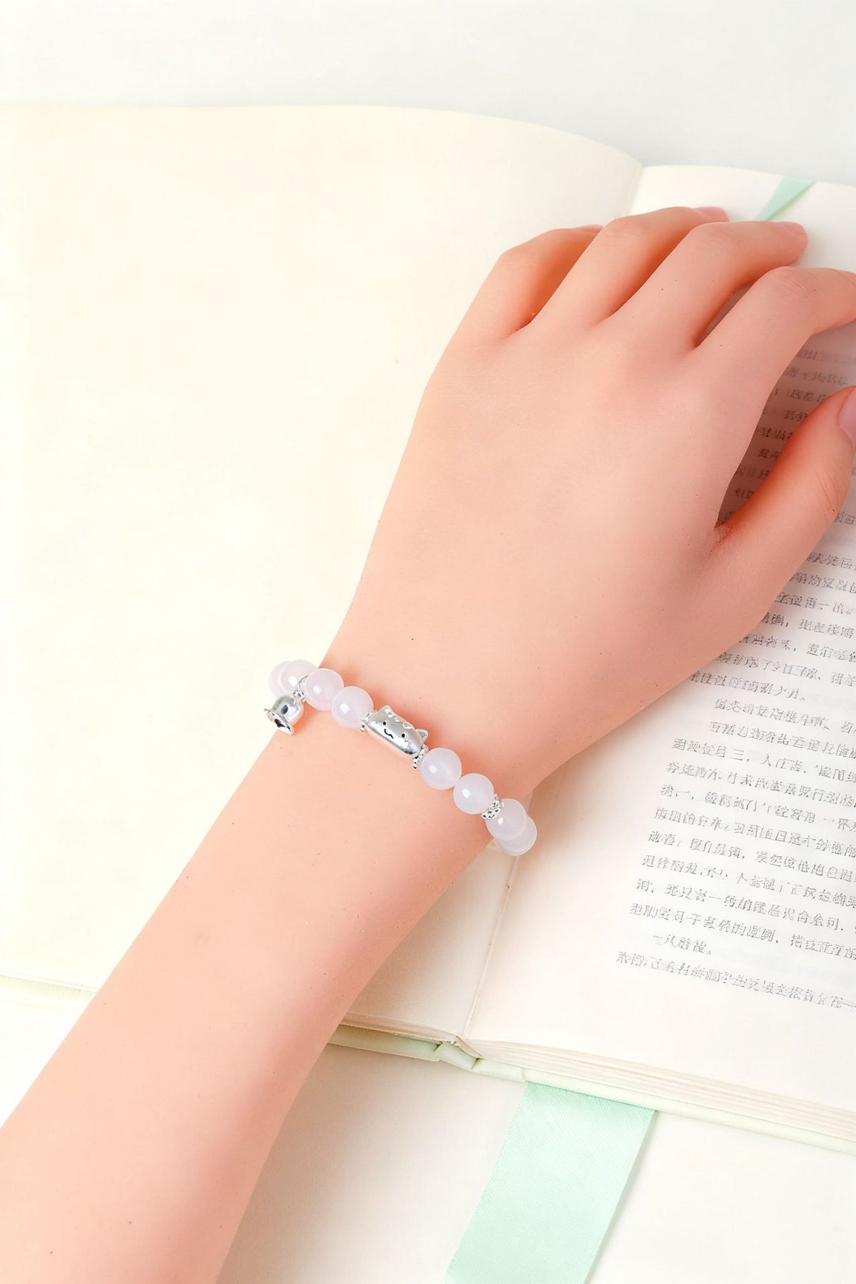 999 Silver Agate Cat Bracelet