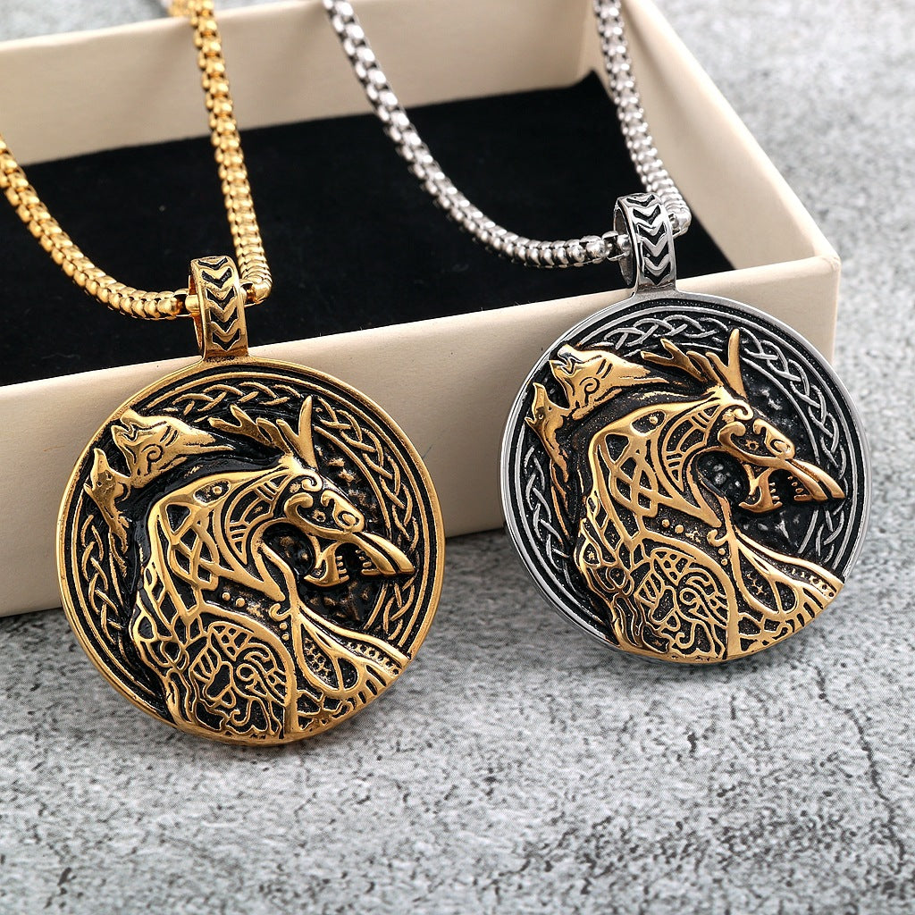 Punk Wolf Stainless Steel Men's Pendant Necklace