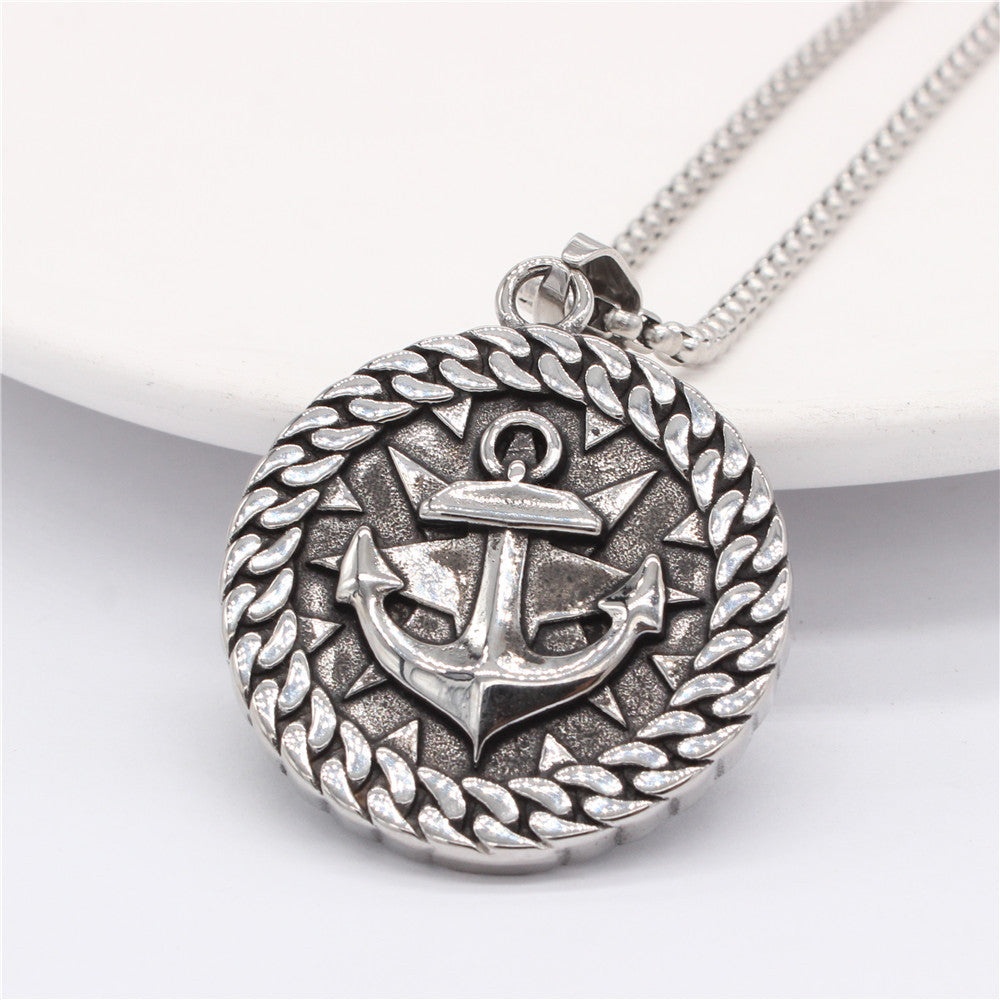 Anchor Pendant Necklace Titanium Steel Durable Unisex Naval Retro Style Statement Piece Planderful
