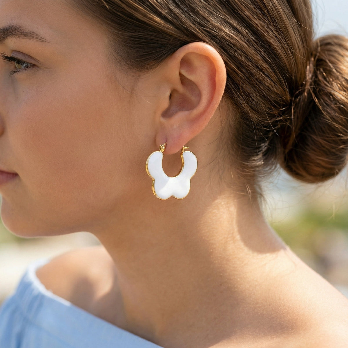 Stainless Steel Floral Earrings