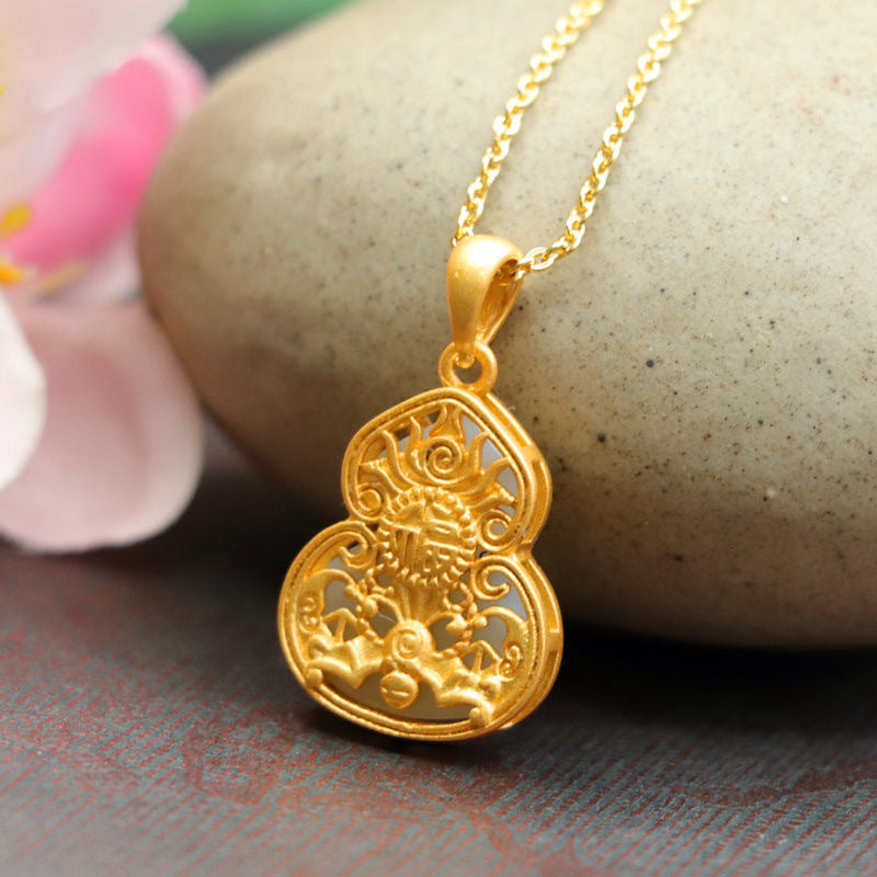 White Hetian Jade Gourd Pendant — No Chain