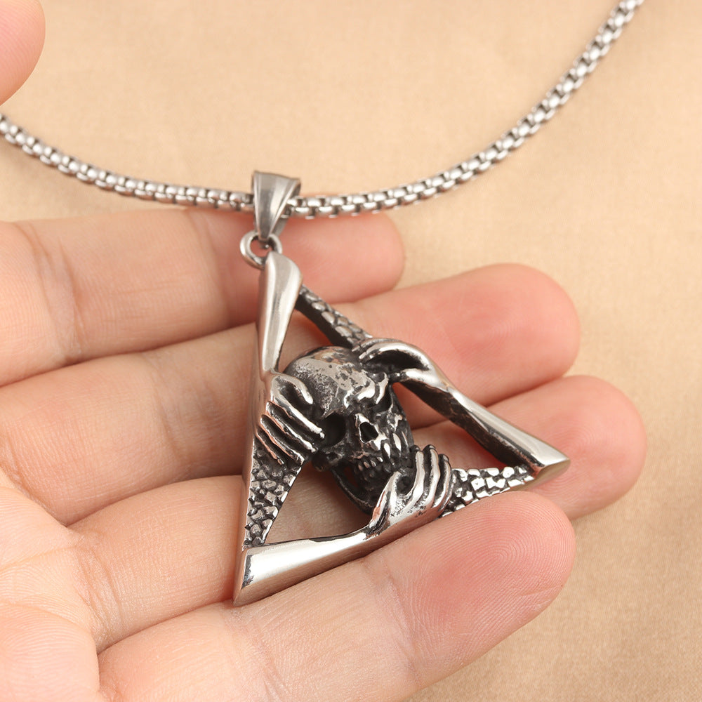 European And American Stainless Steel Skull Pendant Necklace