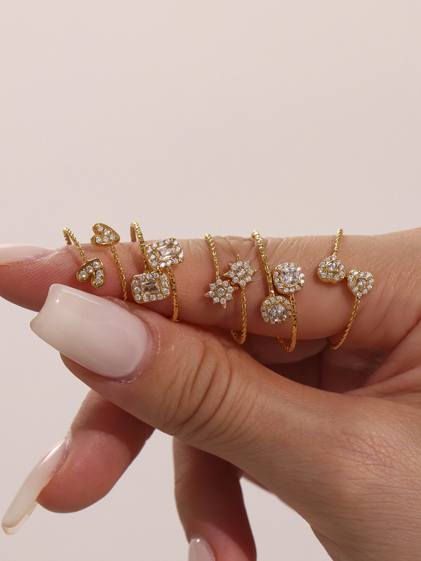 Planderful Zircon Ring For Girls 18K Gold Plated Slim