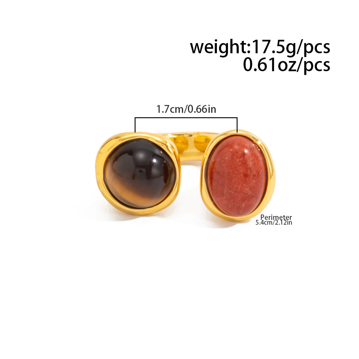 Tiger Eye Open Ring Planderful Collection Vienna Verve For Women Statement Lava Stone Jewelry