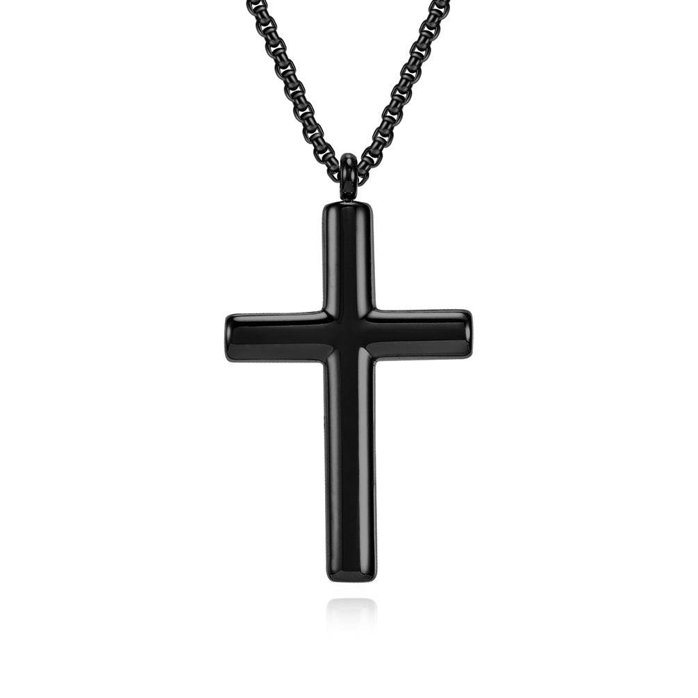 Planderful Cross Necklace Titanium Steel Unisex Geometric Curved Pendant Sleek Durable Everyday Genie
