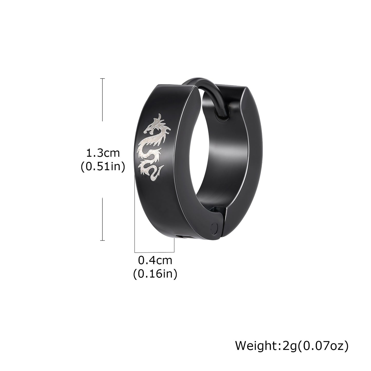 Planderful Men's Laser Dragon Pattern Earrings Stud