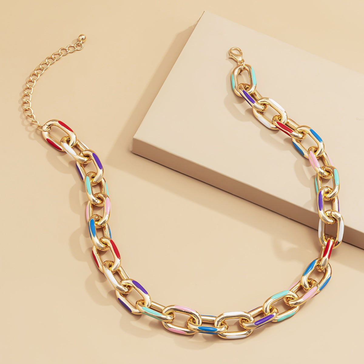 Planderful Vienna Verve Color Cross Chain Necklace For Women Creative Geometric Statement Jewelry