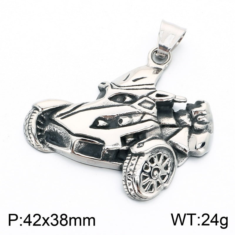 Hip Hop Punk Titanium Steel Motorcycle Pendant Motorcycle Bike Racing Men's Stainless Steel Necklace