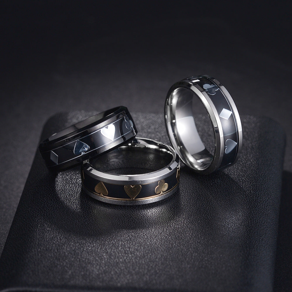 Planderful Everyday Genie 8mm Titanium Steel Ring With Playing Card Design For Men Unisex Protection Statement