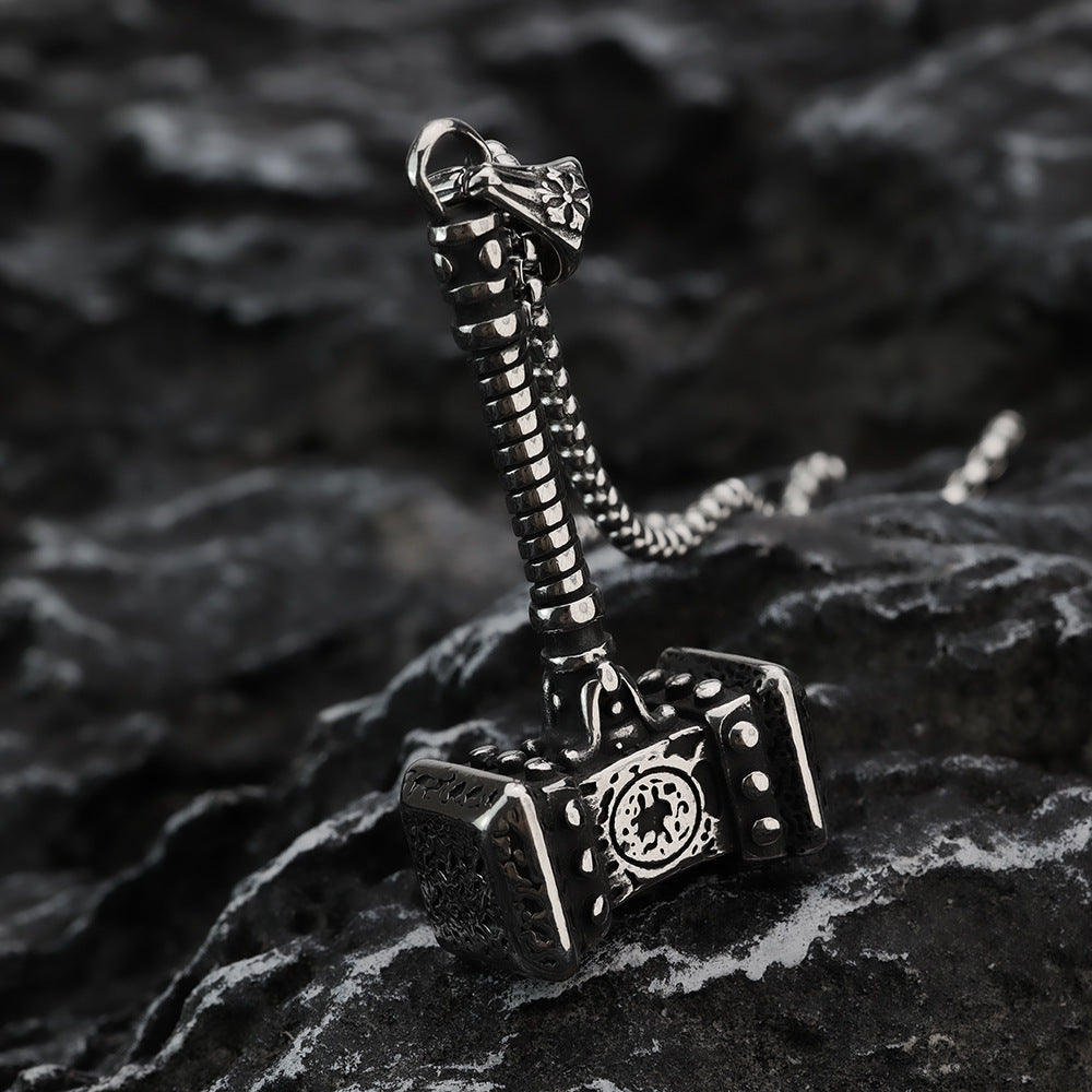 European And American Retro Stainless Steel Viking Hammer Necklace