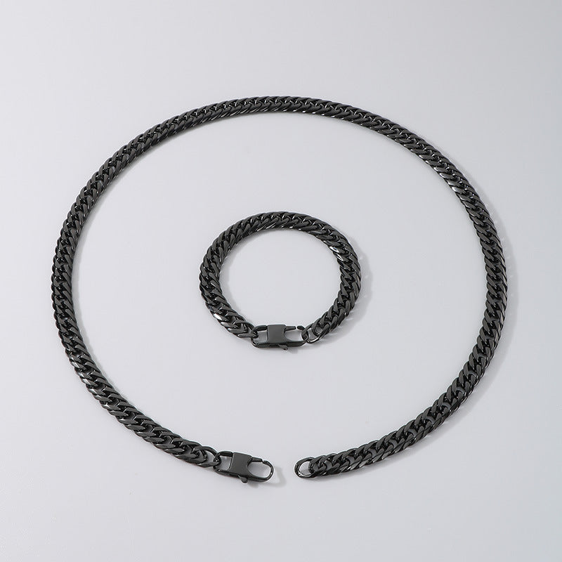 Hip Hop Denim Chain Stainless Steel Men Bracelet Necklace