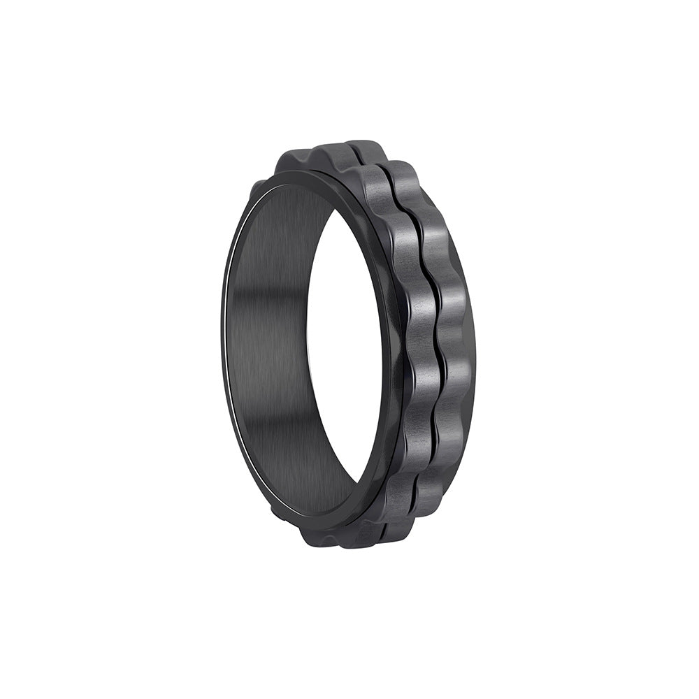 Planderful 6mm Titanium Steel Gear Ring Rotating Pressure Relief For Unisex Hands Everyday Genie