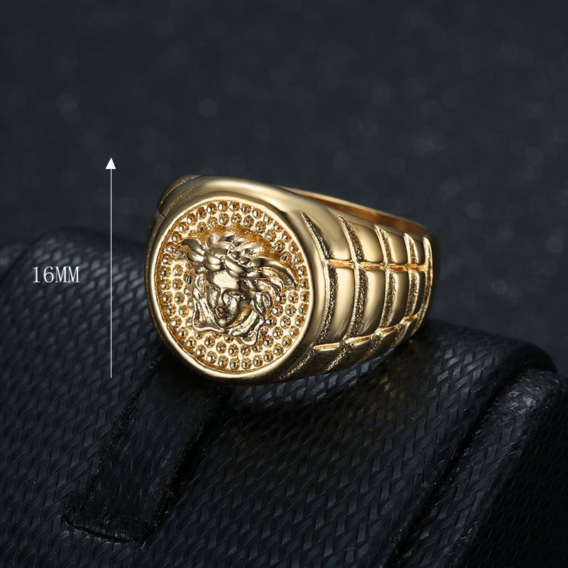 Planderful Medusa Ring For Men Gold Plated Steel Titanium Style Hip Hop Mythology Accessory