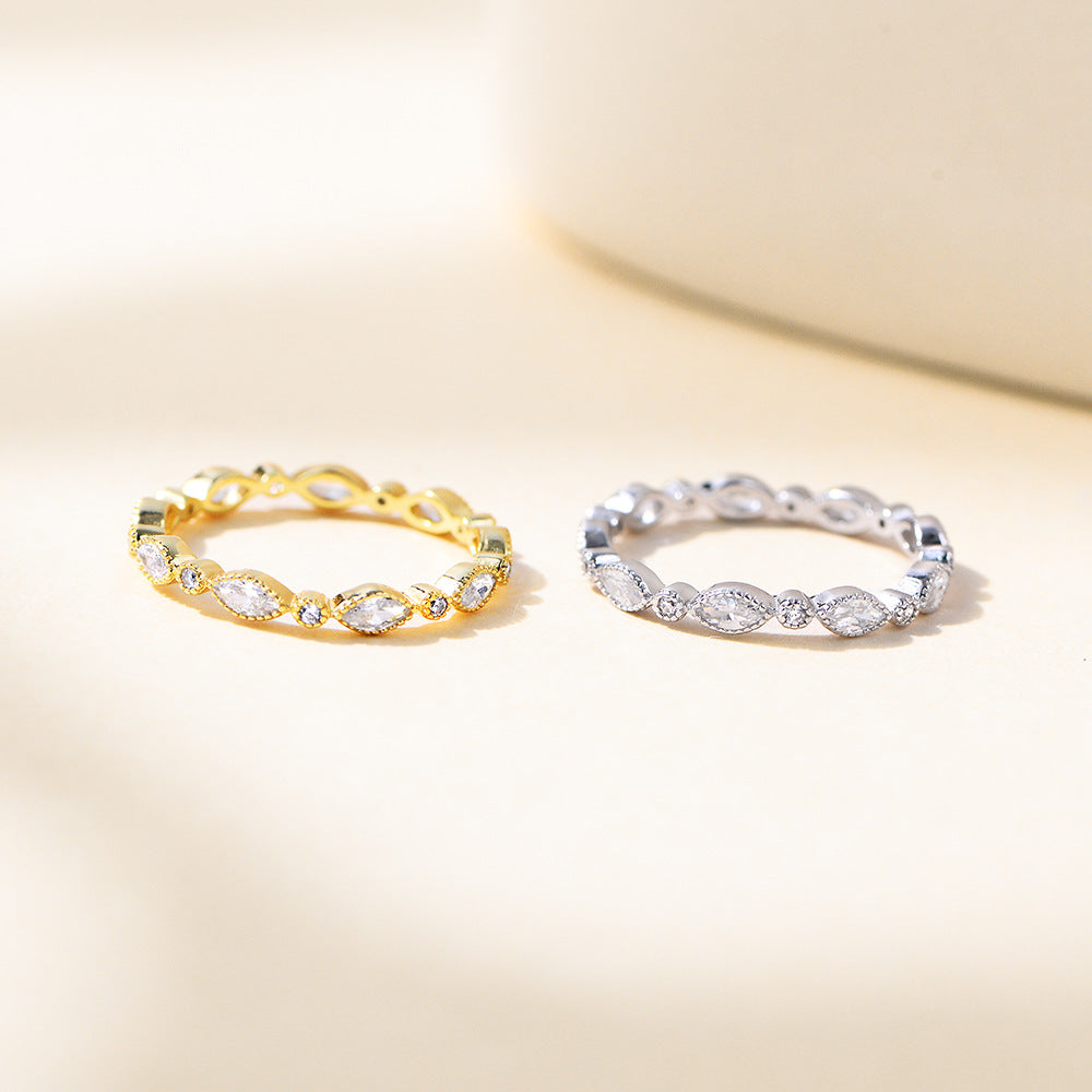 S925 Sterling Silver Zircon Ring, Stacked Ring Jewelry,