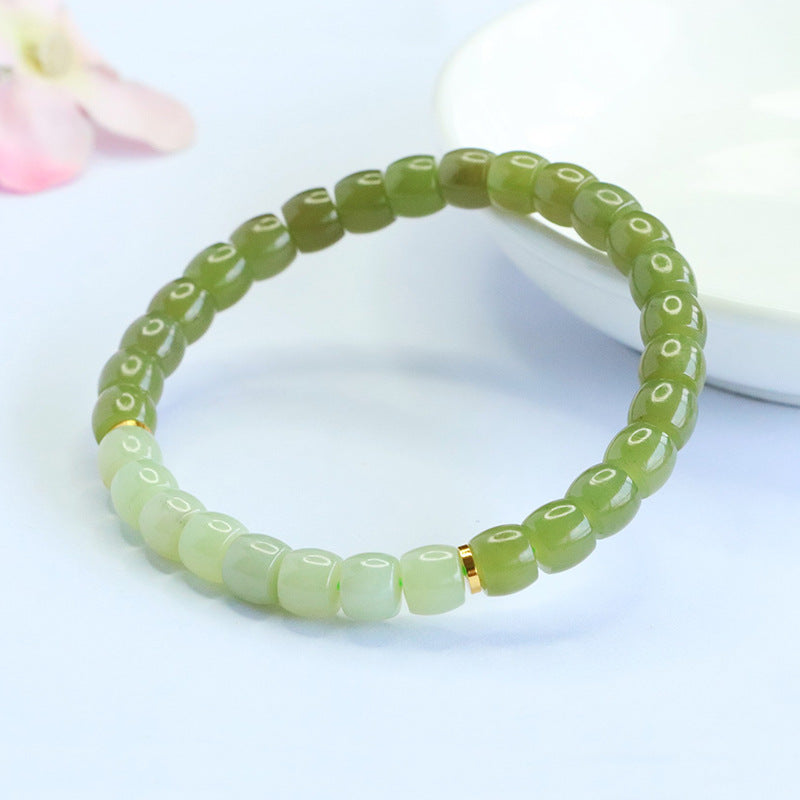 Qingshui Gradient Hetian Jade Straight-Cut Bracelet