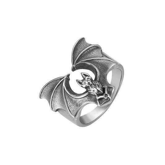 Bat Titanium Steel Ring For Men By Planderful Shop Retro Hipster Punk Jewelry For Halloween