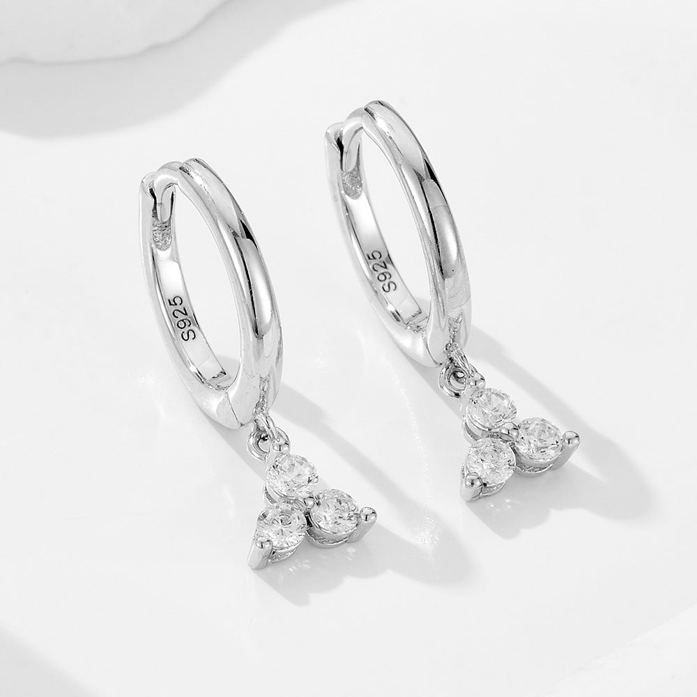 S925 Sterling Silver INS Wind Zircon Geometric Earrings