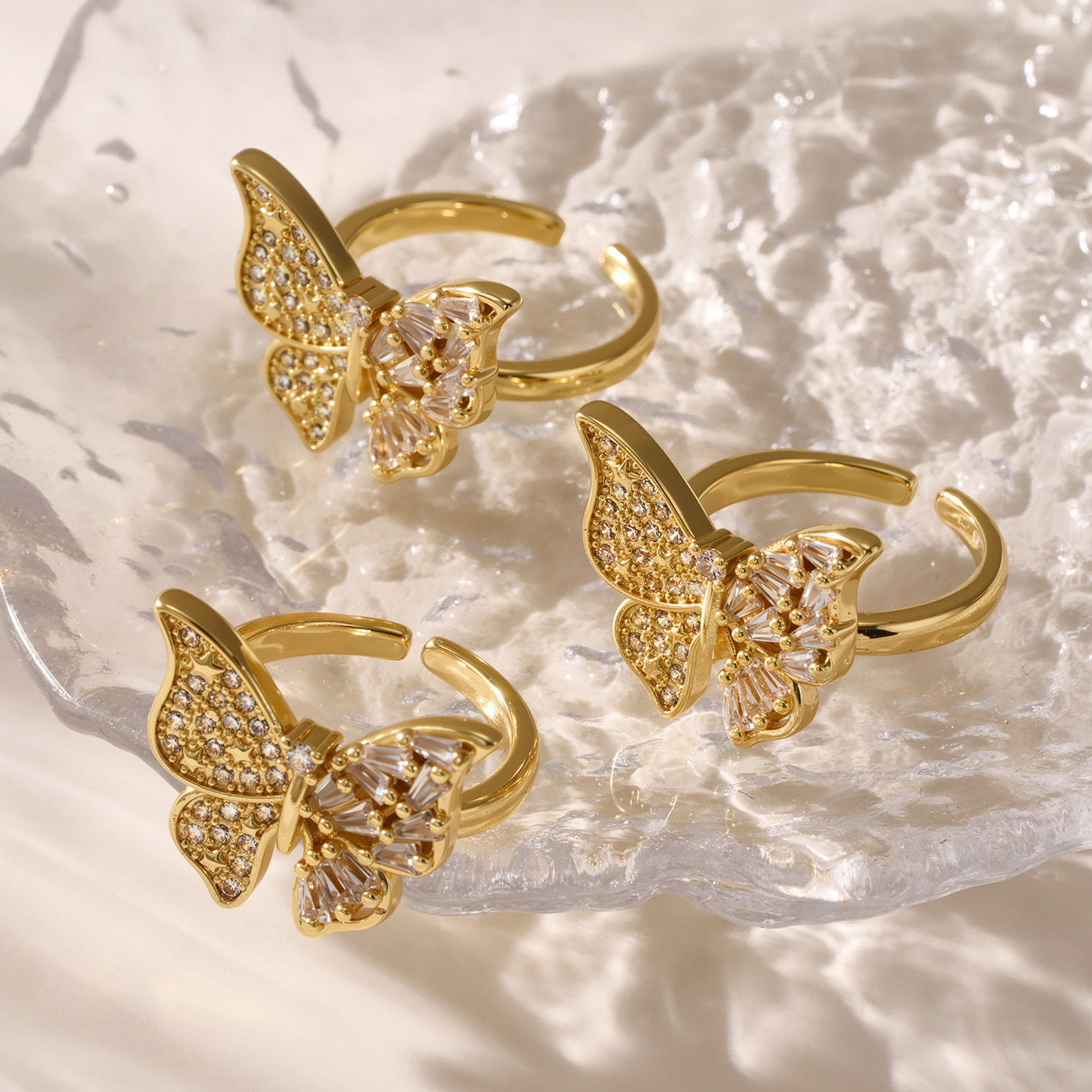 Planderful Butterfly Zircon Ring For Women Open Finger