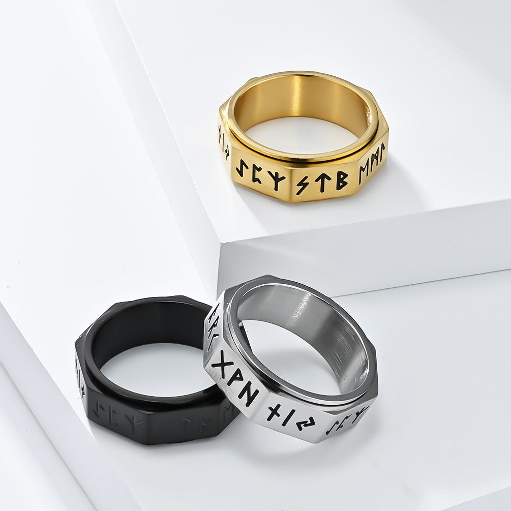 Planderful Titanium Steel Rotating Ring For Men Premium Nordic Viking Style Everyday Genie Collection