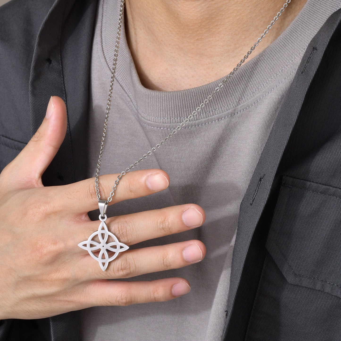 Stainless Steel Celtic Knot Pendant Black Men for Men