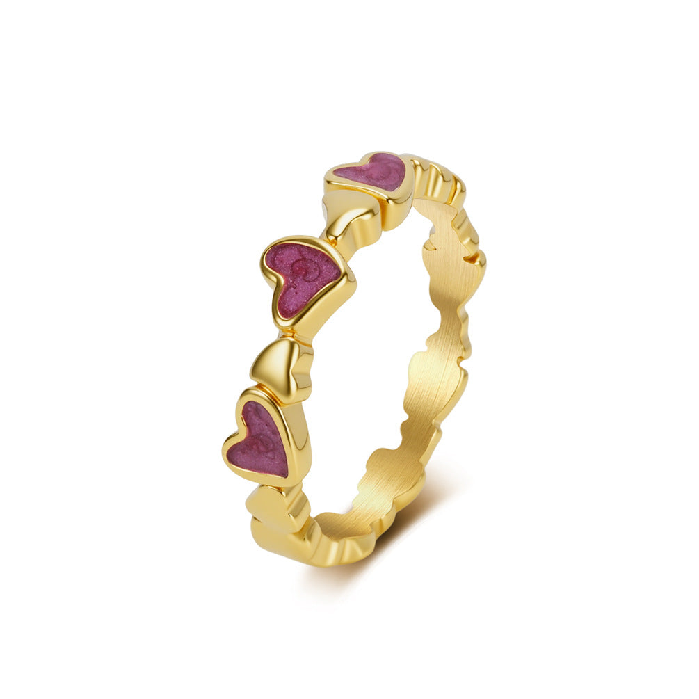 Heart-Shaped Gold-Plated Stainless Steel Ring for Women