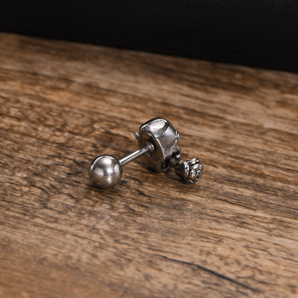 Modern Silver-Tone Stainless Steel Earring — Single