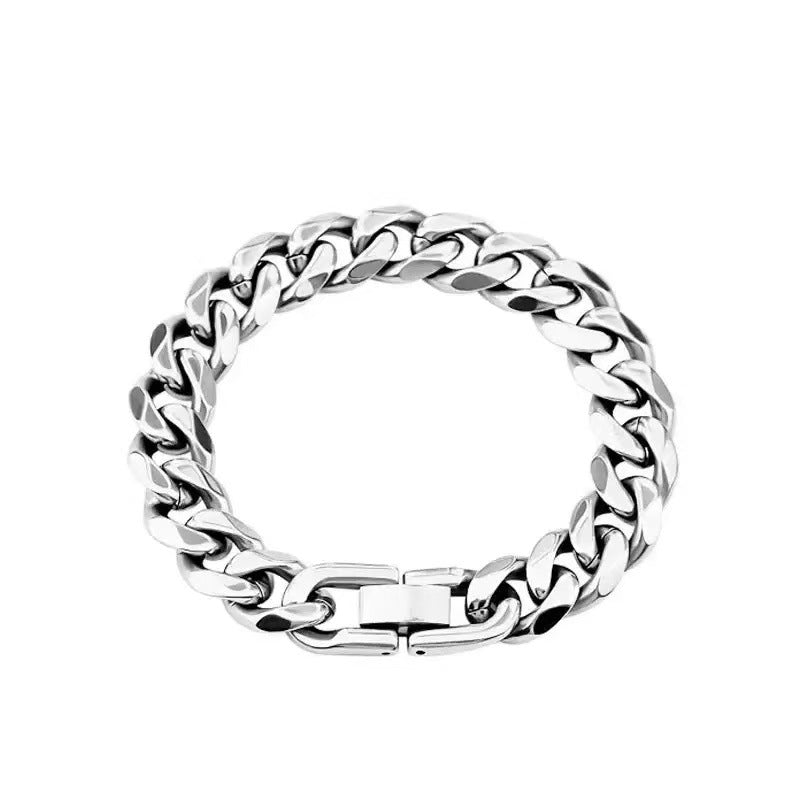 Planderful Jewelry Unisex Six Sided Cuban Link Bracelet In Stainless Steel For Everyday Elegance