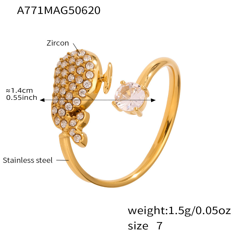Planderful Everyday Genie Elegant Stainless Zircon Ring 7