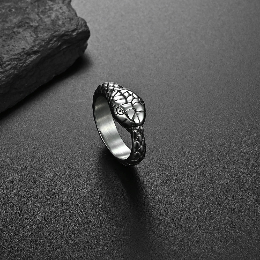 Planderful Gluttonous Snake Ring Titanium Steel Vacuum Gold Plated For Men And Women Hipster Index Finger Ring