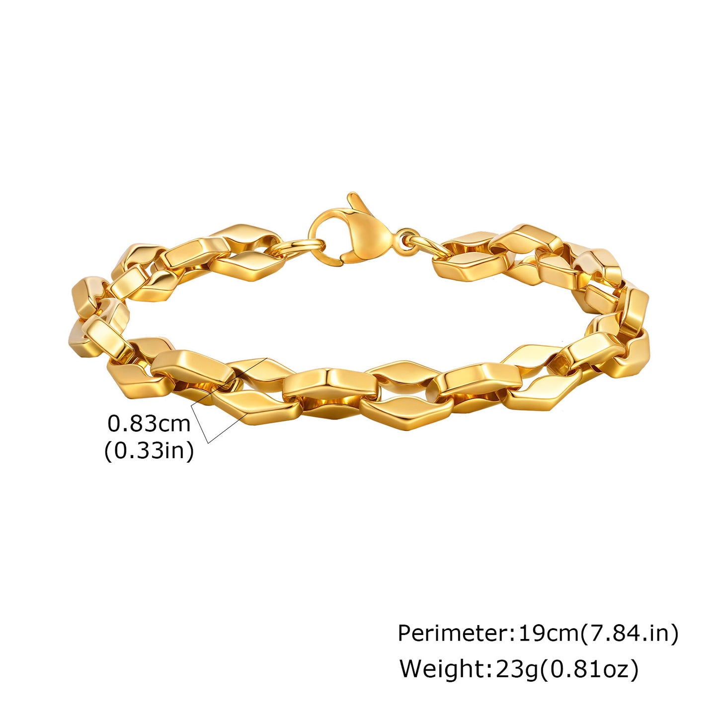 Planderful Hip Hop Lip Chain Stainless Steel Bracelet Men