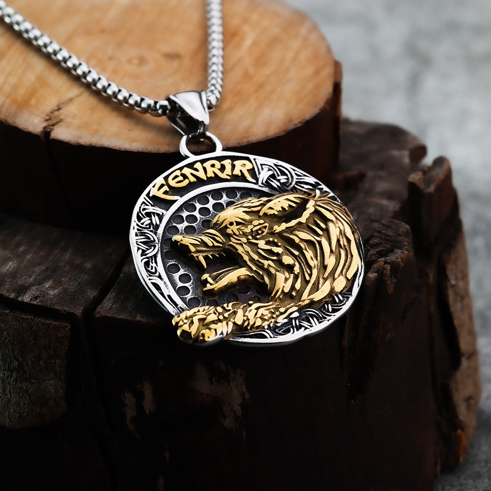 European And American Style Viking Wind Wolf FENRIR Compass Pendant