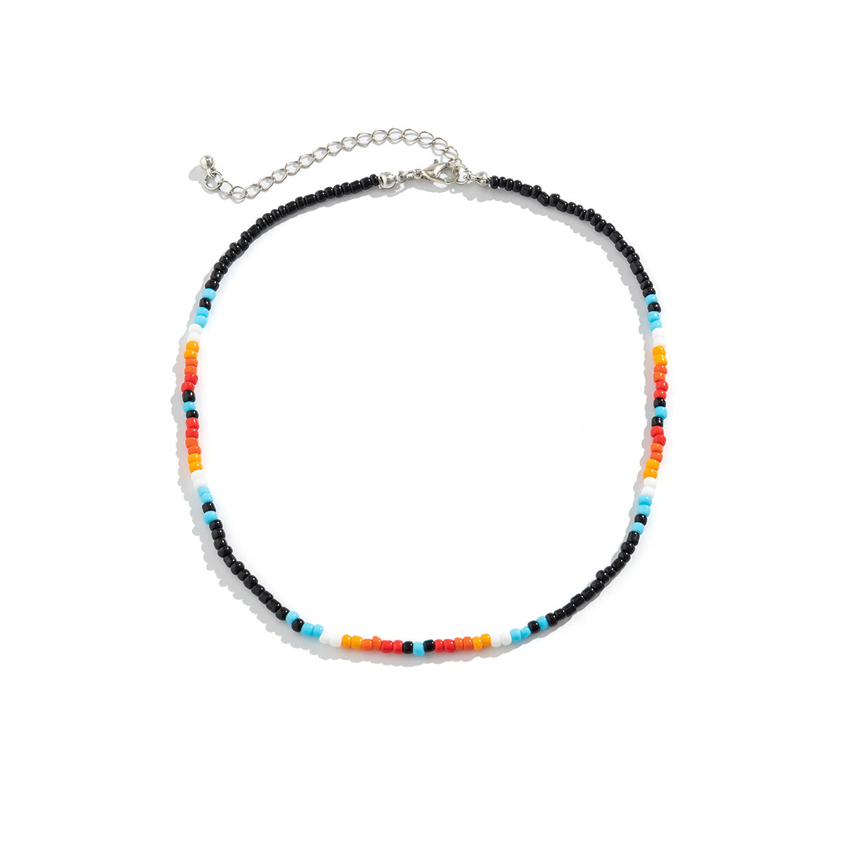 European and American Style Handmade Necklace with Mixed Rice Beads and Turquoise Stones
