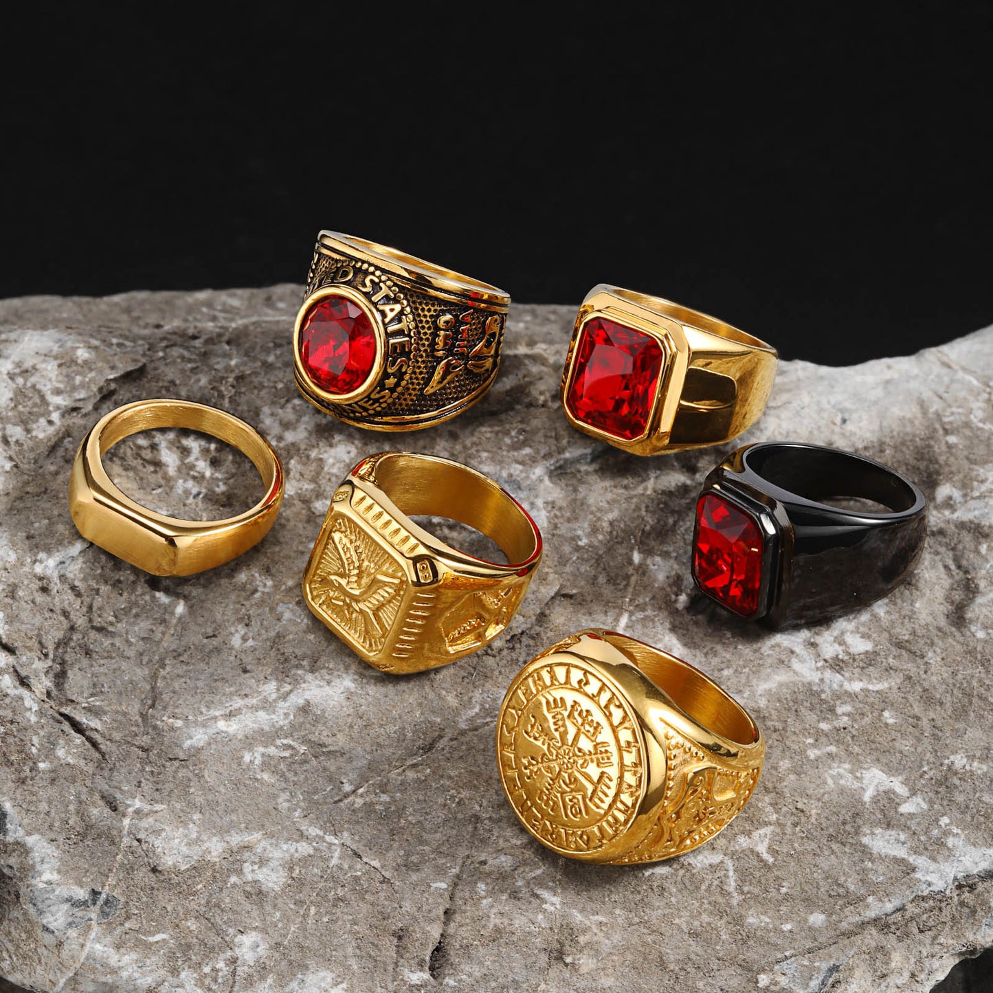 Planderful Eagle Ring 18K Gold Plated Stainless For Men