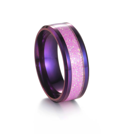 Planderful Mens Purple 8mm Titanium Steel Ring Fade Free