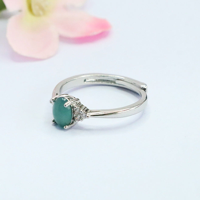Blue-Water Jadeite Starburst Claw Ring