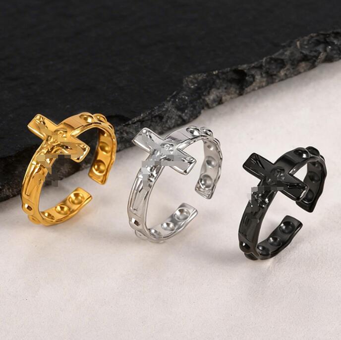 Stainless Steel Cool Sa Atmosphere Explosion Cross Open Ring