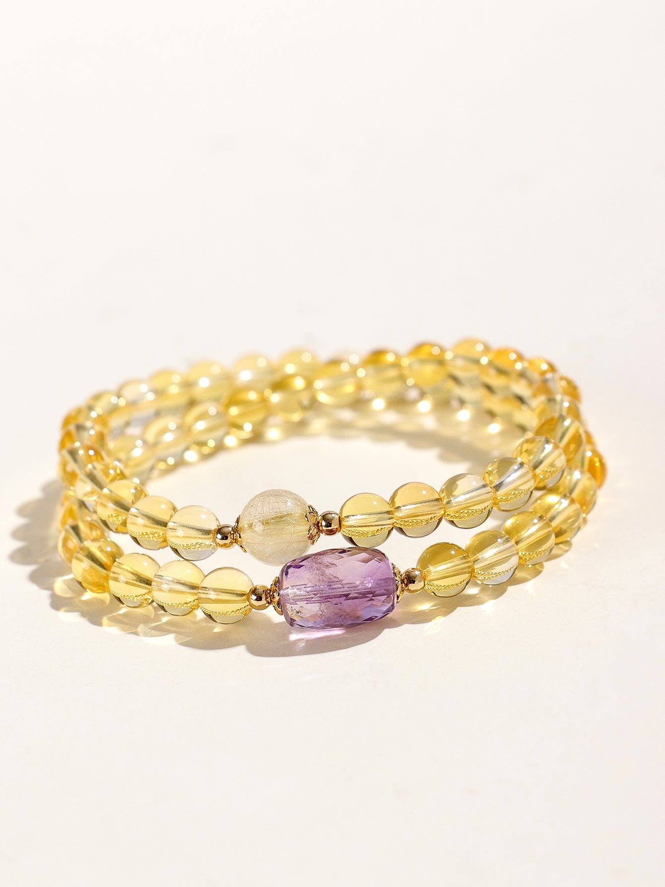 Planderful Fortune's Favor Bracelet – Elegant Double Circle Design with Golden Tiger Eye and Amethyst