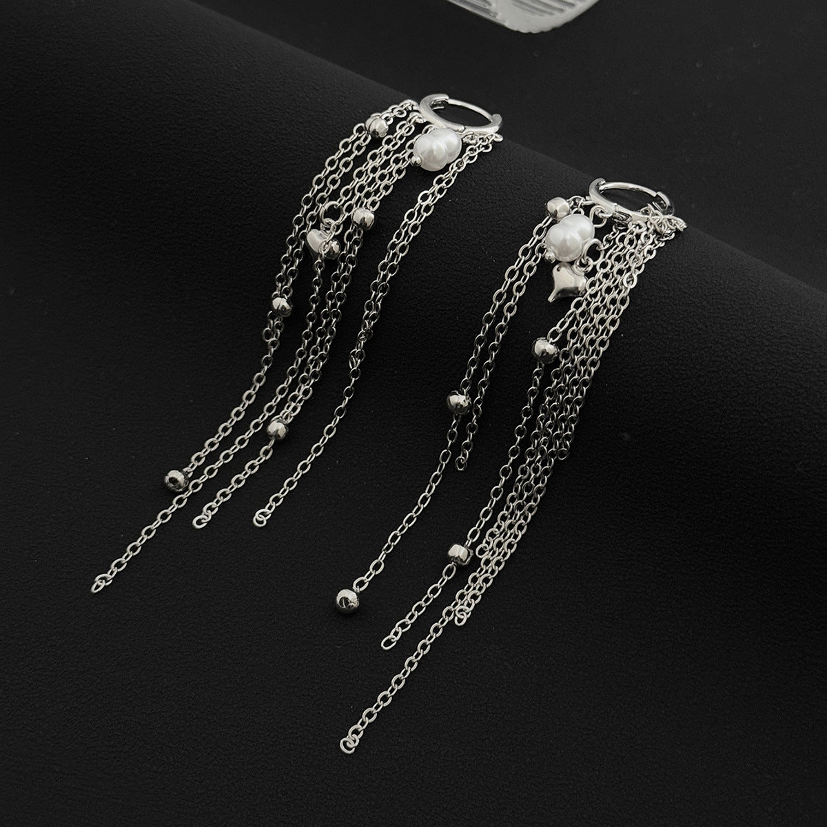 Planderful Vienna Verve Fringed Chain Earrings Irregular Pleated Geometric Statement Jewelry For Fashion Forward Women