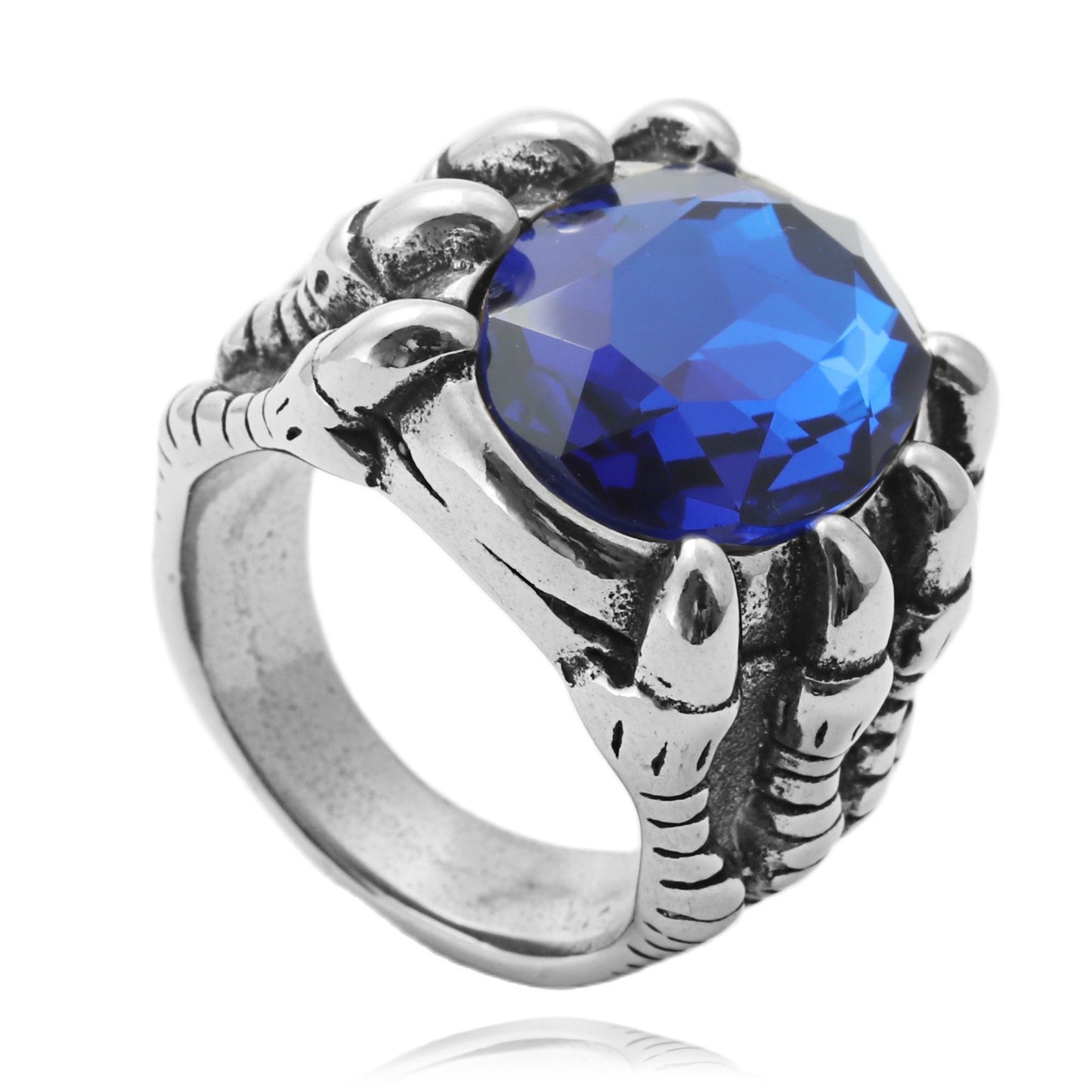 Planderful Titanium Steel Ring Multicolor Stone Dragon Claw Unisex Men Retro Punk Protection Statement